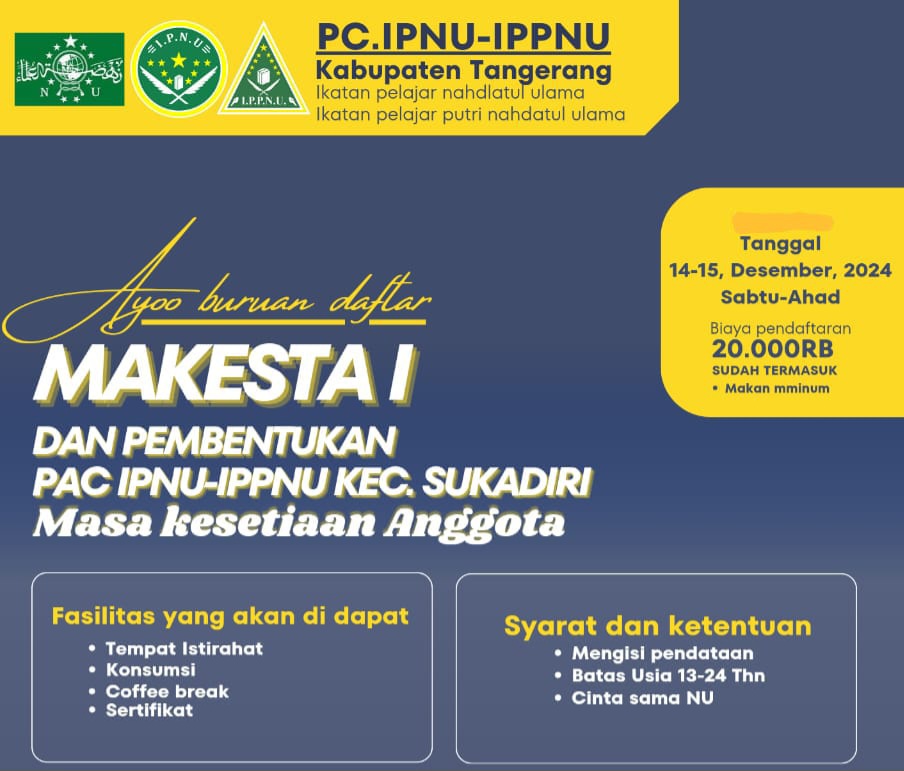 PC IPNU-IPPNU Kab. Tangerang Gelar Makesta I di Kec. Sukadiri