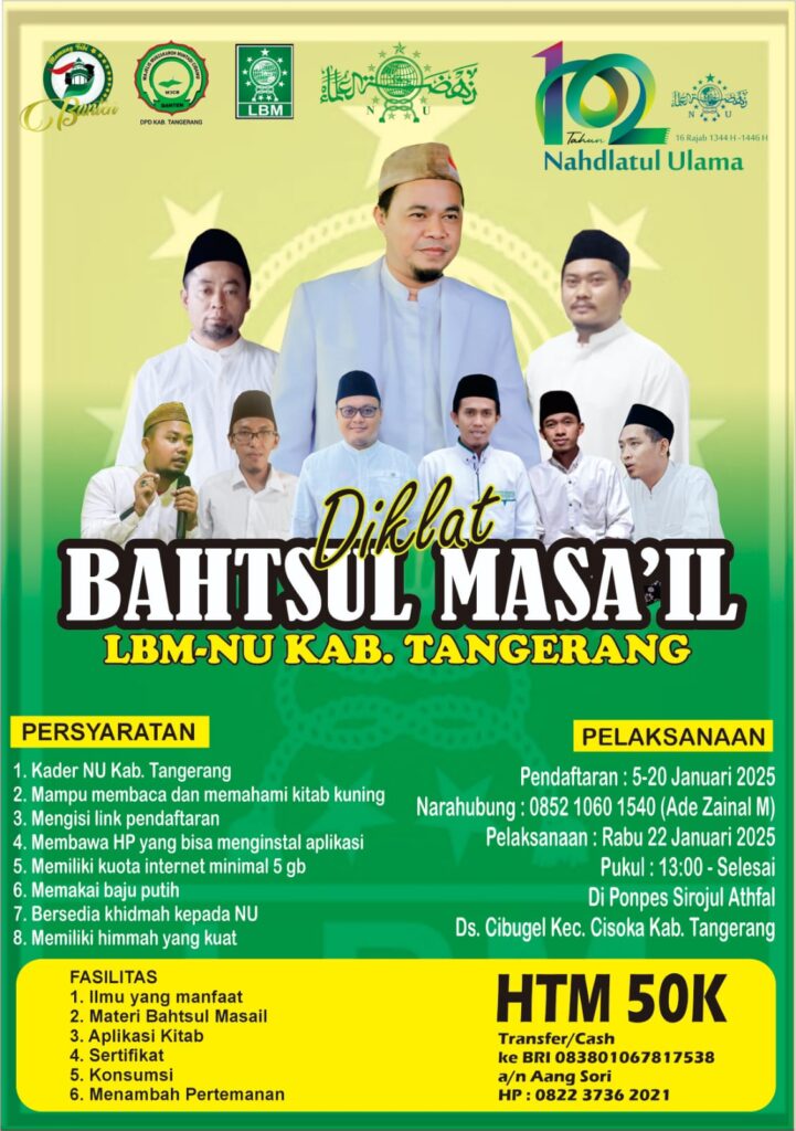 Ikuti Diklat Bahtsul Masail Bersama LBM-PCNU Kab. Tangerang